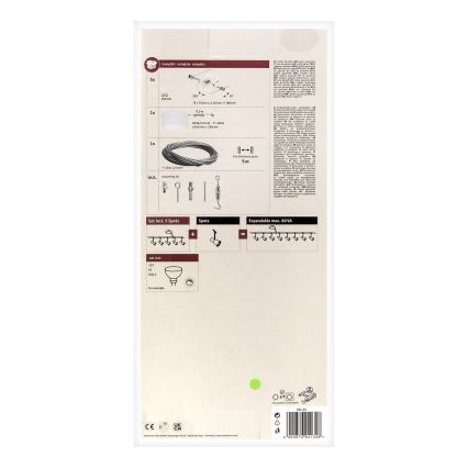 Paulmann 94134 - Súprava 5xGU5,3/10W Kompletný lankový systém MAC 230V biela