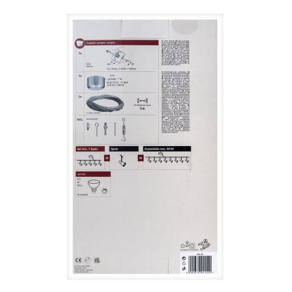 Paulmann 94152 - SADA 7xGU5,3/10W Kompletný lanový systém MAC 230V matný chróm