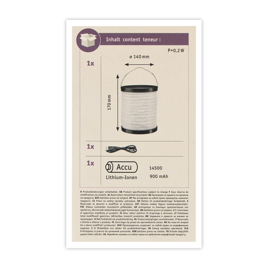 Paulmann 94169 - LED/0,2W IP44 Vonkajšie dekoračné svietidlo MOBILE 3,7V 900 mAh
