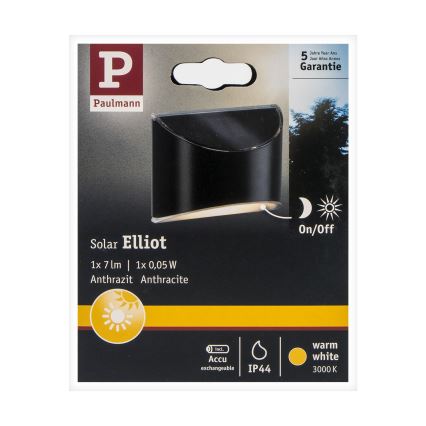 Paulmann 94233 - LED/0,05W IP44 Solárne nástenné svietidlo ELLIOT 1,2V