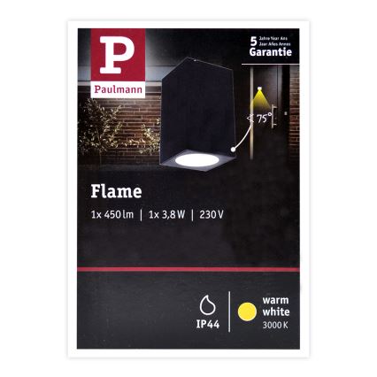 Paulmann 94327 - LED/3,8W IP44 Vonkajšie nástenné svietidlo FLAME 230V antracit