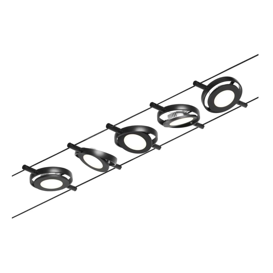 Paulmann 94418 - SADA 5xLED/4,5W Bodové svietidlo do lankového systému ROUNDMAC 230V čierna