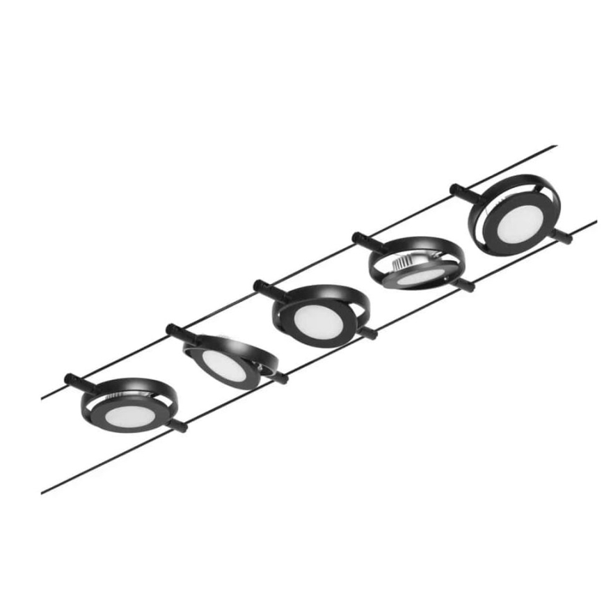 Paulmann 94418 - SADA 5xLED/4,5W Bodové svietidlo do lankového systému ROUNDMAC 230V čierna