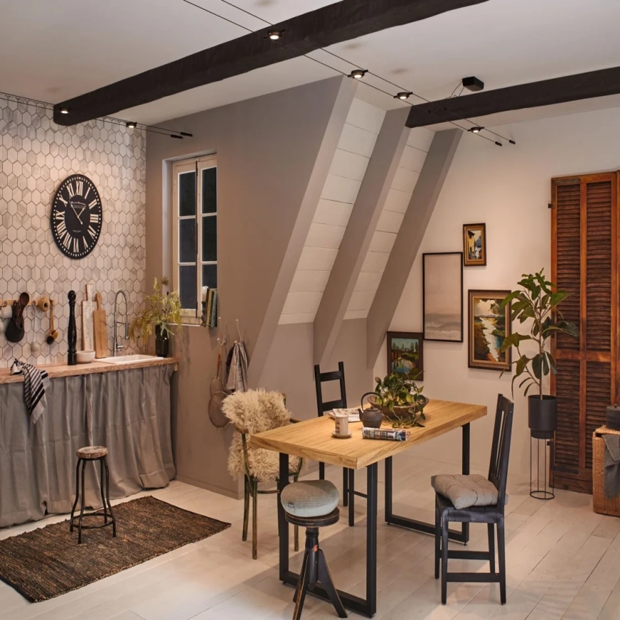 Paulmann 94418 - Sada 5xLED/4,5W Kompletný lankový systém ROUNDMAC 230V čierna