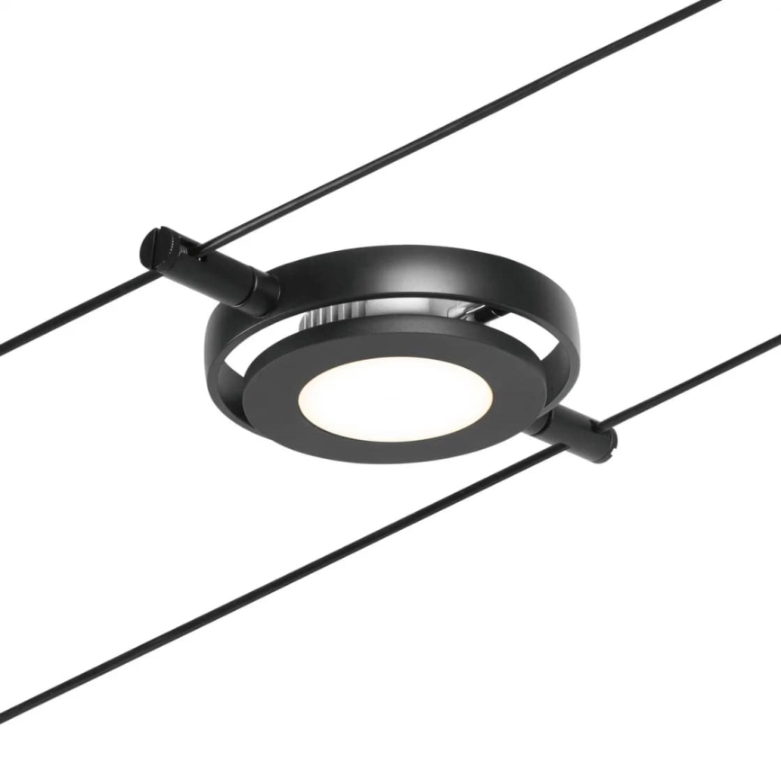 Paulmann 94418 - Sada 5xLED/4,5W Kompletný lankový systém ROUNDMAC 230V čierna