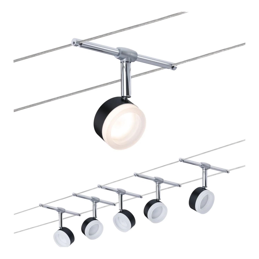 Paulmann 94457 - SADA 5xLED/4W Bodové svietidlo pre lankový systém CLEAR 230V čierna/lesklý chróm