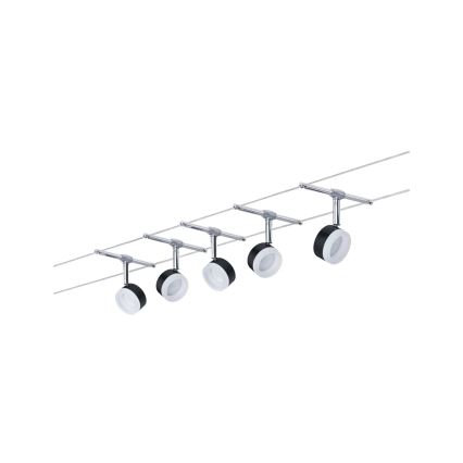 Paulmann 94457 - SADA 5xLED/4W Bodové svietidlo pre lankový systém CLEAR 230V čierna/lesklý chróm