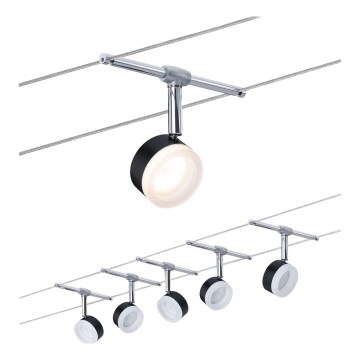 Paulmann 94457 - SADA 5xLED/4W Kompletný lankový systém CLEAR 230V čierna/lesklý chróm