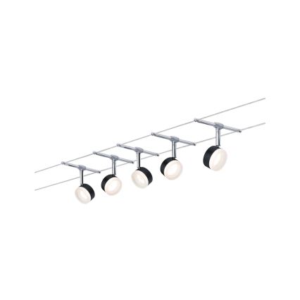 Paulmann 94457 - SADA 5xLED/4W Kompletný lankový systém CLEAR 230V čierna/lesklý chróm