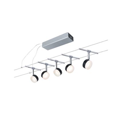 Paulmann 94457 - SADA 5xLED/4W Kompletný lankový systém CLEAR 230V čierna/lesklý chróm