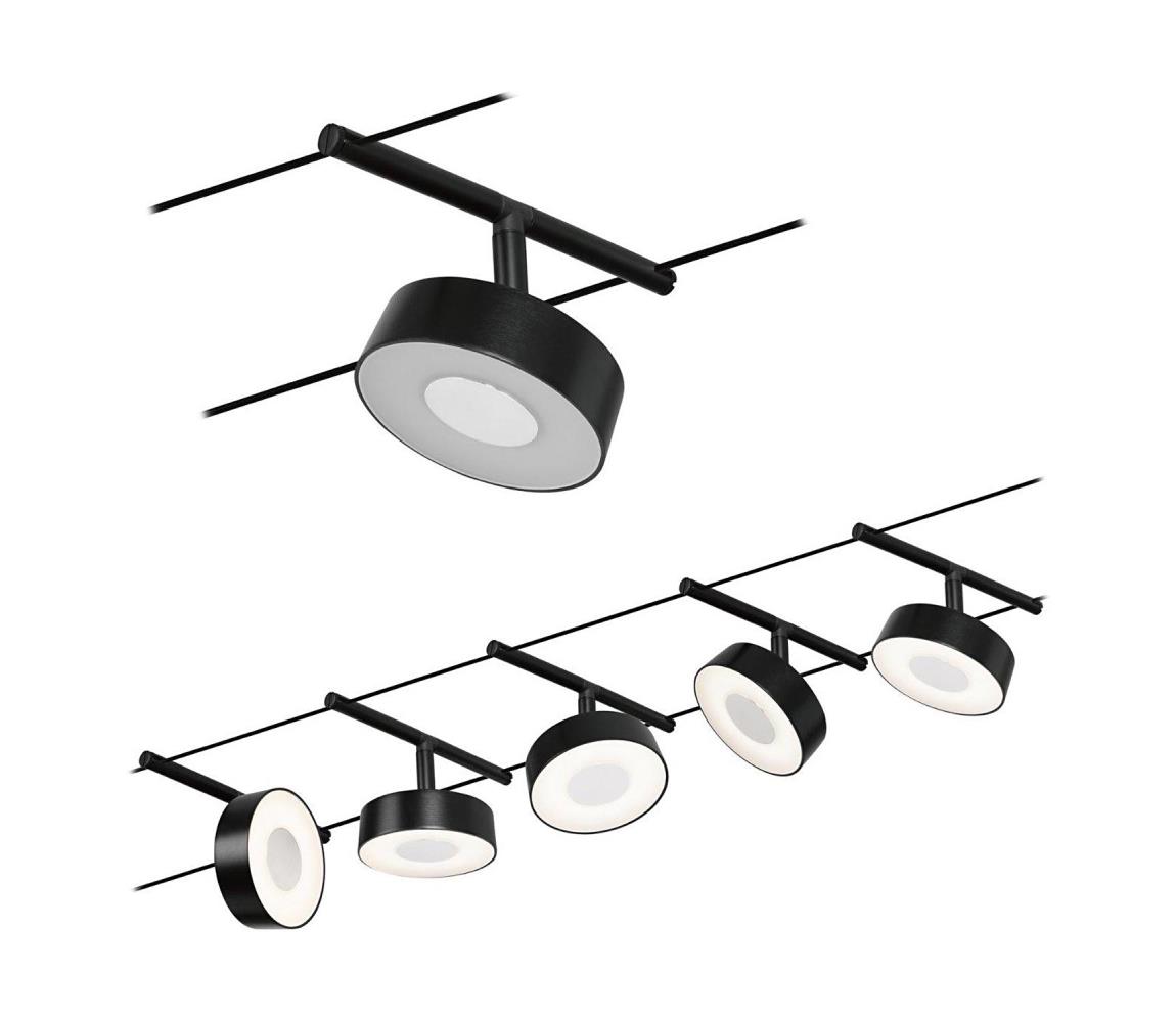 Paulmann 94479 - Súprava 5× LED 5 W, kompletný lanový systém CIRCLE 230 V, čierna 94479