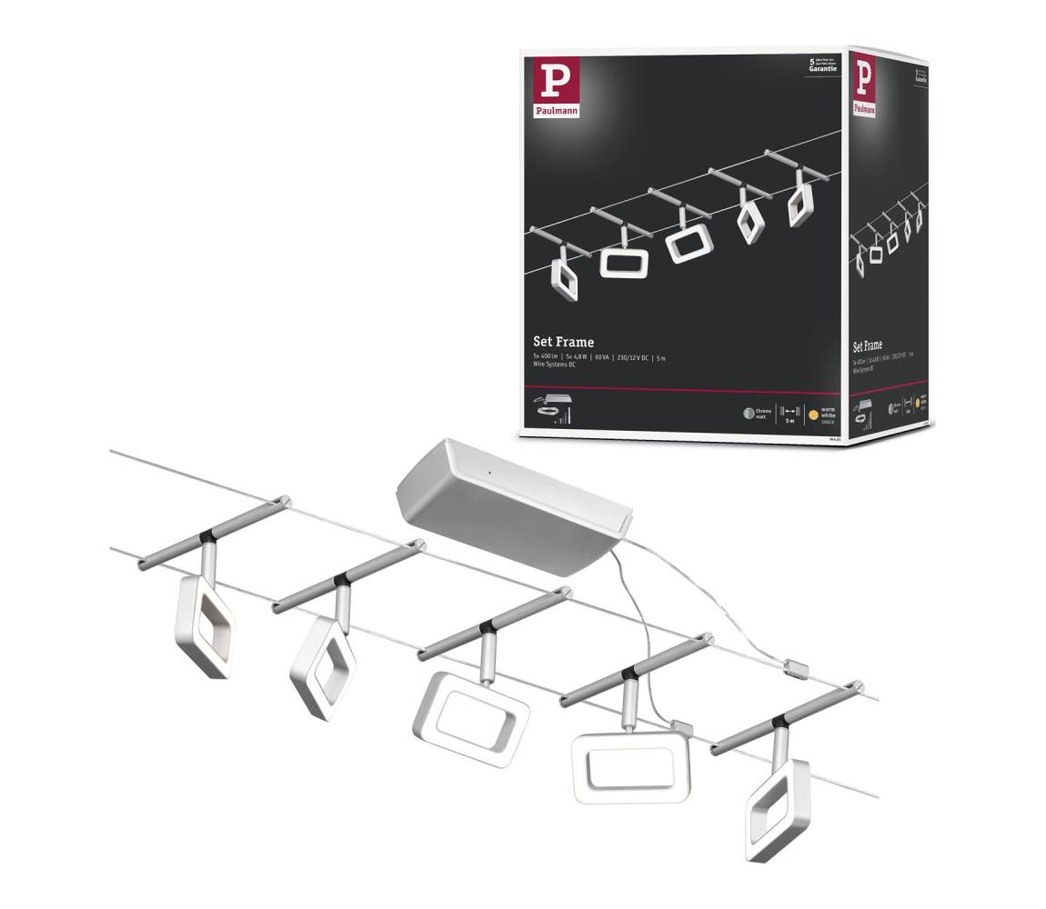 Paulmann 94481 - Sada 5× LED, 4,8 W Kompletný lanový systém 230 V 94481