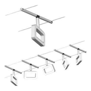 Paulmann 94481 - Sada 5×LED/4,8 W Kompletný lanový systém FRAME 230 V matný chróm