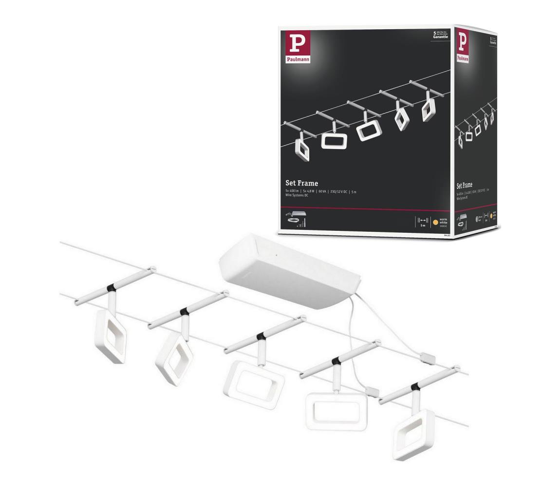 Paulmann 94483 - SADA 5xLED/4,8W Kompletný lanový systém FRAME 230V biela 94483