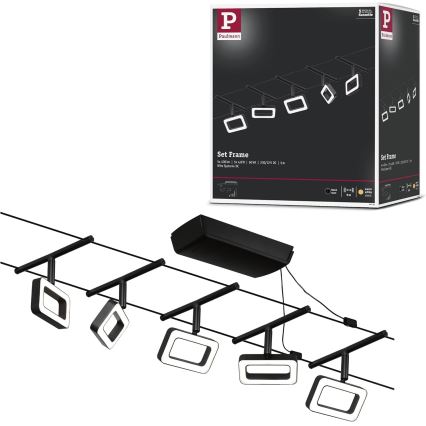 Paulmann 94485 - Súprava 5x LED/4,8 W Kompletný lankový systém FRAME 230 V čierny