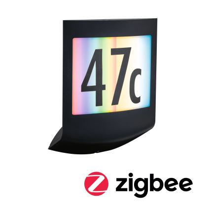 Paulmann 94513 - RGBW LED/8,2W IP44 Stmievateľné svietidlo na domové číslo so súmrakovým senzorom PADEA 230V antracit
