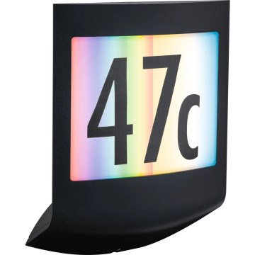 Paulmann 94513 - RGBW LED/8,2W IP44 Stmievateľné svietidlo na domové číslo so súmrakovým senzorom PADEA 230V antracit