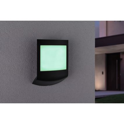 Paulmann 94513 - RGBW LED/8,2W IP44 Stmievateľné vonkajšie nástenné svietidlo so snímačom pohybu a súmraku PADEA 230V antracit