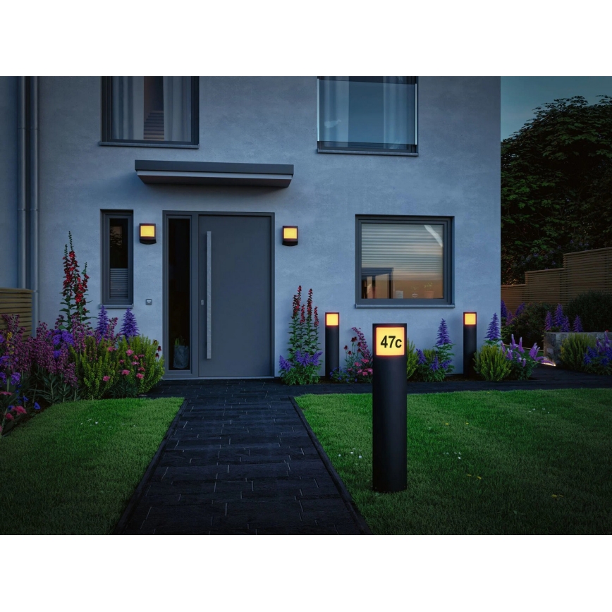 Paulmann 94514 - LED/8,5W IP44 Stmieva­teľné domové osvetlenie so senzorom pohybu a súmraku PADEA 230V antracit