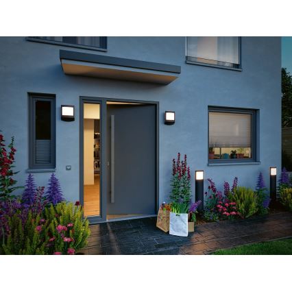 Paulmann 94515 - LED/8,5W IP44 Stmieiteľné vonkajšie svietidlo s pohybovým a súmrakovým senzorom PADEA 230V antracit