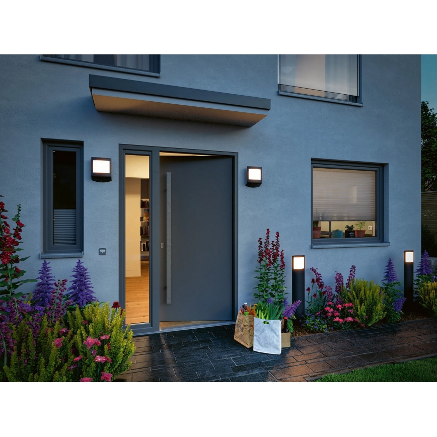 Paulmann 94515 - LED/8,5W IP44 Stmieiteľné vonkajšie svietidlo s pohybovým a súmrakovým senzorom PADEA 230V antracit