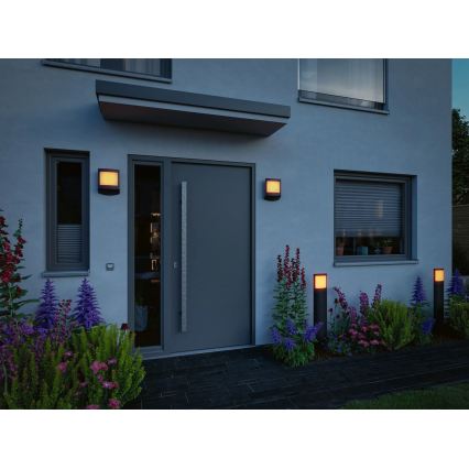 Paulmann 94515 - LED/8,5W IP44 Stmieiteľné vonkajšie svietidlo s pohybovým a súmrakovým senzorom PADEA 230V antracit