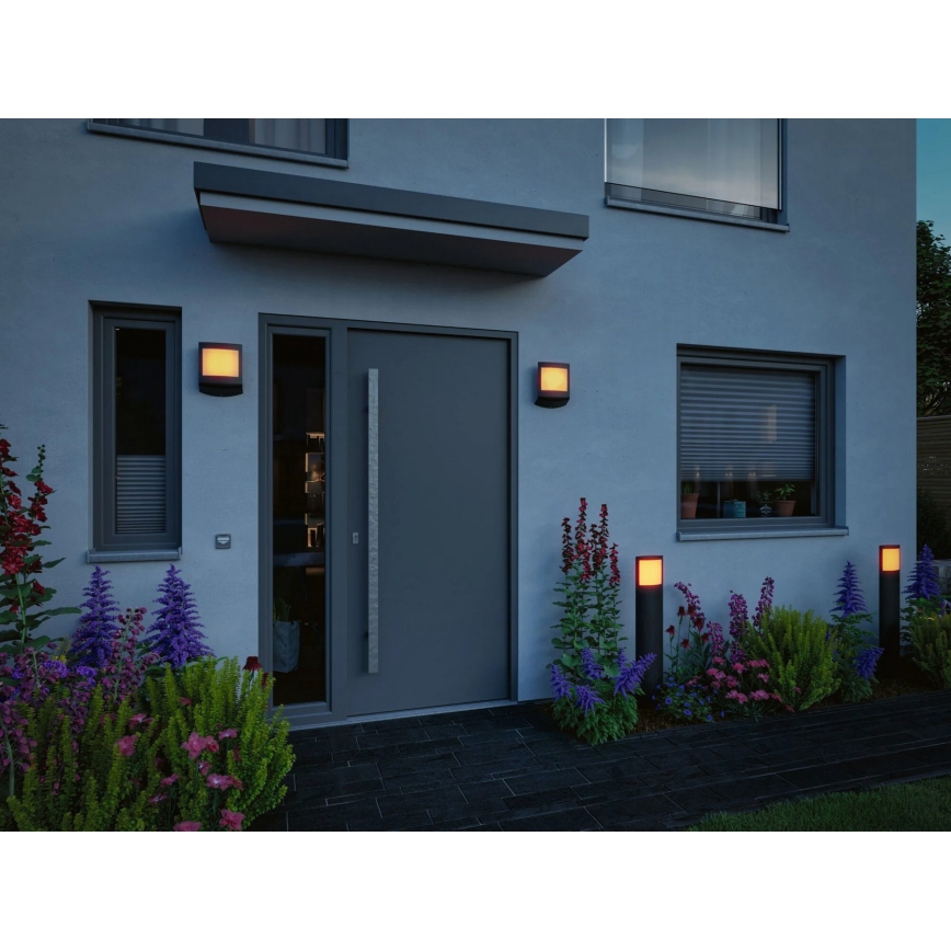 Paulmann 94515 - LED/8,5W IP44 Stmieiteľné vonkajšie svietidlo s pohybovým a súmrakovým senzorom PADEA 230V antracit