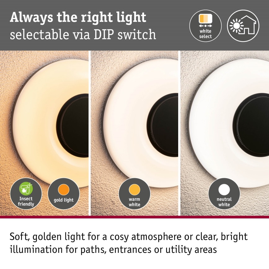 Paulmann 94955 - LED/20,5W IP65 Stmievateľné vonkajšie nástenné svietidlo AUREVA 230V 2200/3000/4000K antracit