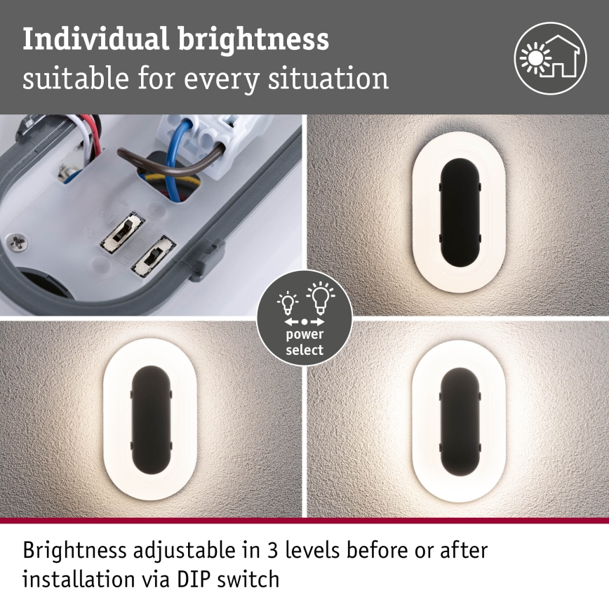 Paulmann 94957 - LED/18,5W IP65 stmievateľné vonkajšie nástenné svietidlo ELUNOR 230V 2200/3000/4000K antracit