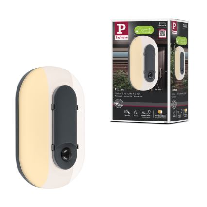 Paulmann 94958 - LED/18,5W IP65 Stmievateľné vonkajšie nástenné svietidlo s pohybovým a súmrakovým snímačom ELUNOR 230V 2200/3000/4000K antracit
