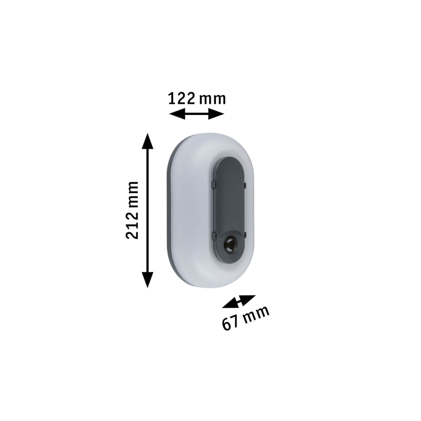 Paulmann 94958 - LED/18,5W IP65 Stmievateľné vonkajšie nástenné svietidlo s pohybovým a súmrakovým snímačom ELUNOR 230V 2200/3000/4000K antracit