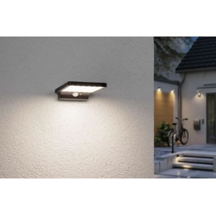 Paulmann 95393 - LED/4W IP44 Stmievateľné solárne nástenné svietidlo so senzorom SOLVEIG 3,7V