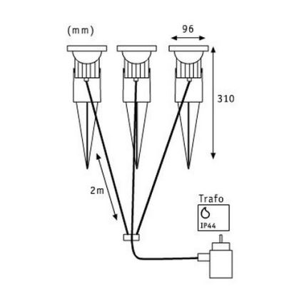 Paulmann 98845 - SADA 3x LED/3W IP65 Reflektor GARDENSPOT 230V