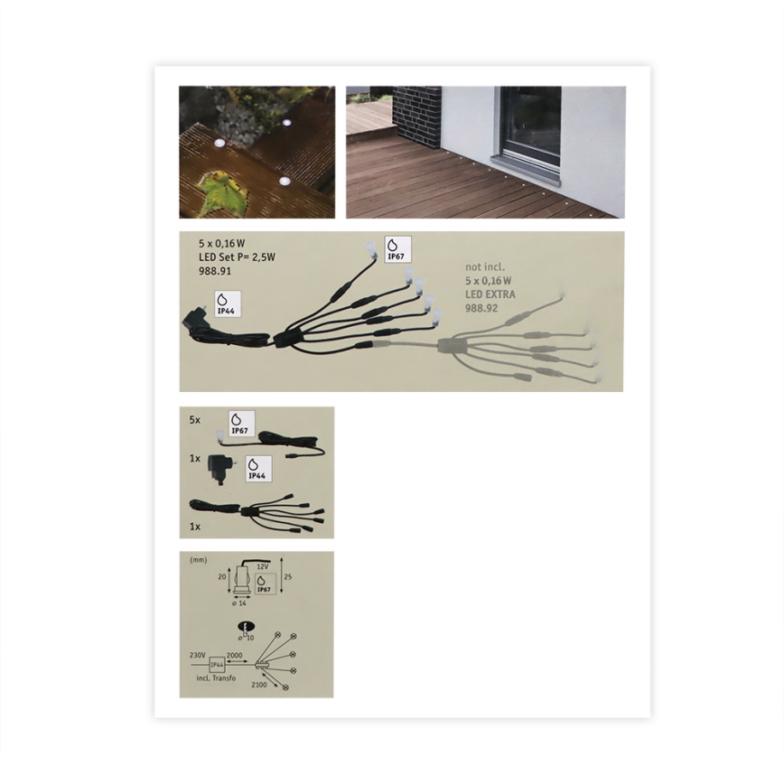 Paulmann 98891 - SADA 5X LED/0,16W IP67 Vonkajšie zápustné svietidlo MICRO 230V