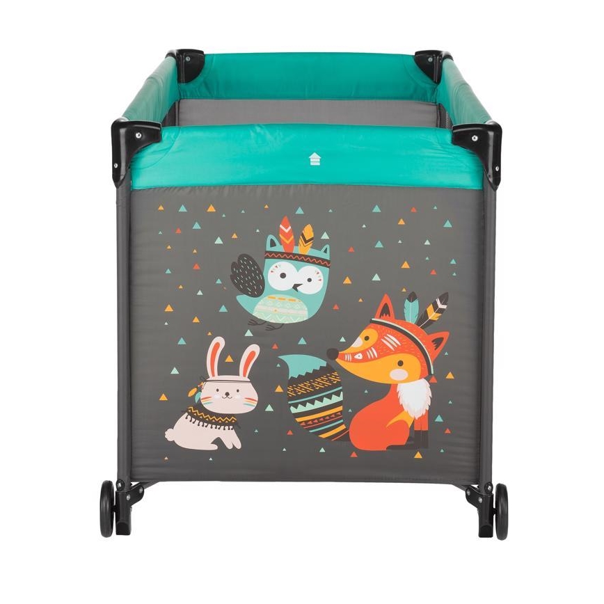 PETITE&MARS - Cestovná postieľka KOOT-FOX tyrkysová