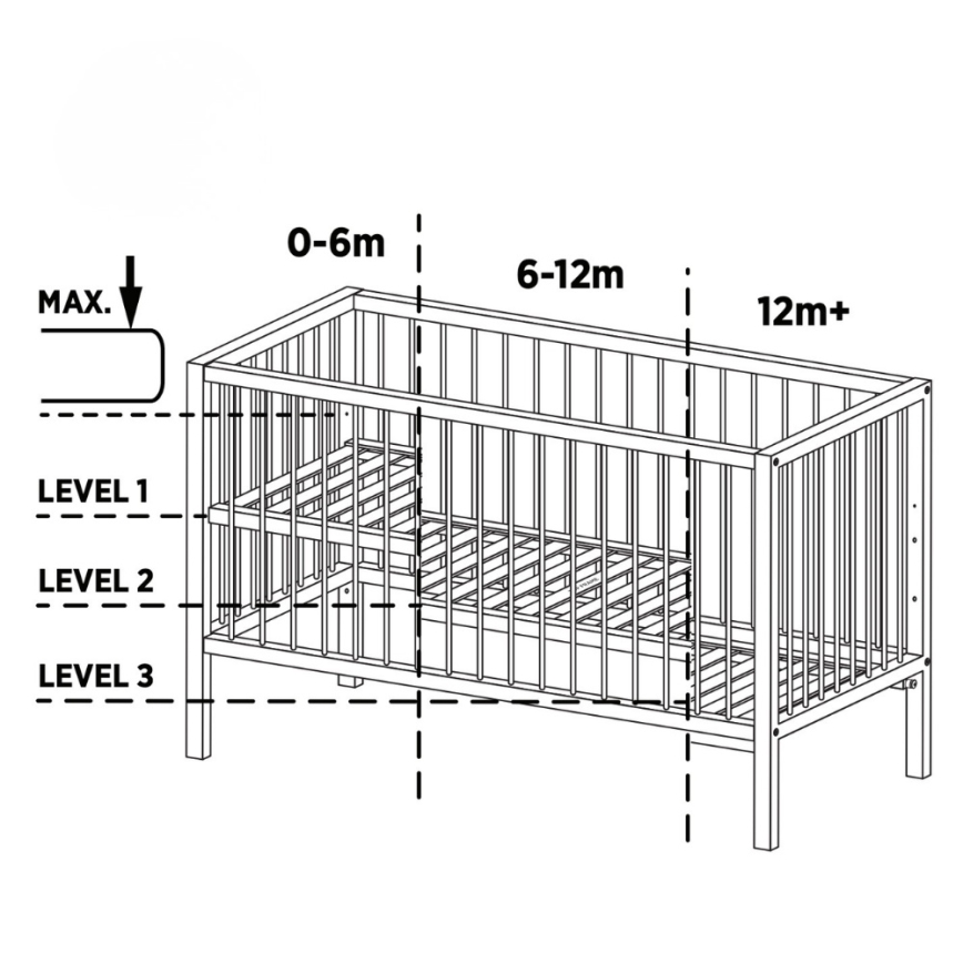 PETITE&MARS - Detská postieľka NELA BEECH 120x60 cm biela/buk