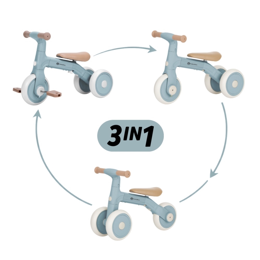 PETITE&MARS - Detská trojkolka 3 v 1 BINGO Stering Blue
