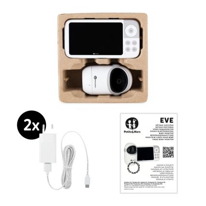 PETITE&MARS - Detská videochôvička s monitorom EVE 5.0 3,8V 3050 mAh