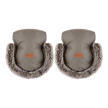 PETITE&MARS - Rukávniky na kočík FURRY Mocha Mousse