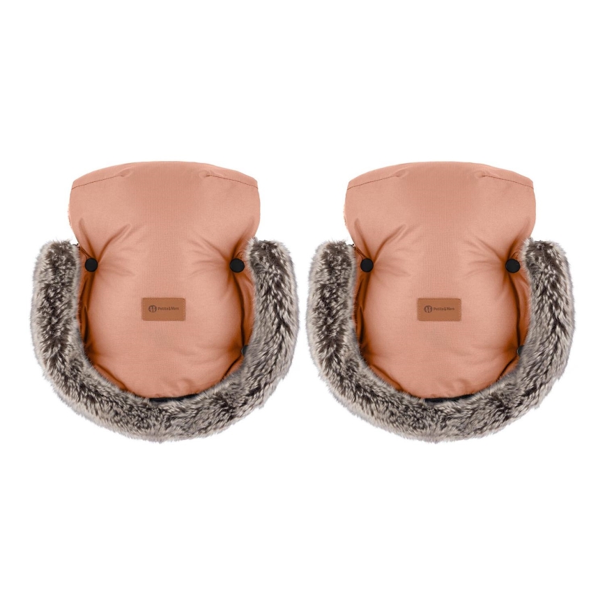 PETITE&MARS - Rukávniky na kočík FURRY Pastel Peach