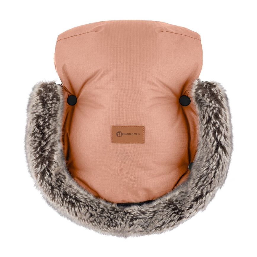 PETITE&MARS - Rukávniky na kočík FURRY Pastel Peach