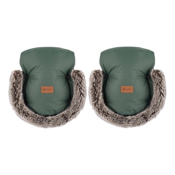 PETITE&MARS - Rukávniky na kočík FURRY Veritable Khaki