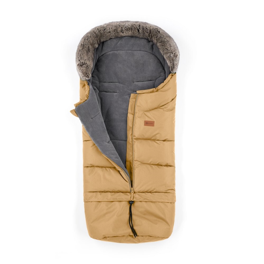 PETITE&MARS - SADA Detský fusak 4v1 ARCTIC + rukávniky na kočík FURRY Elegant Caramel