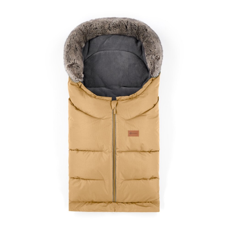 PETITE&MARS - SADA Detský fusak 4v1 ARCTIC + rukávniky na kočík FURRY Elegant Caramel