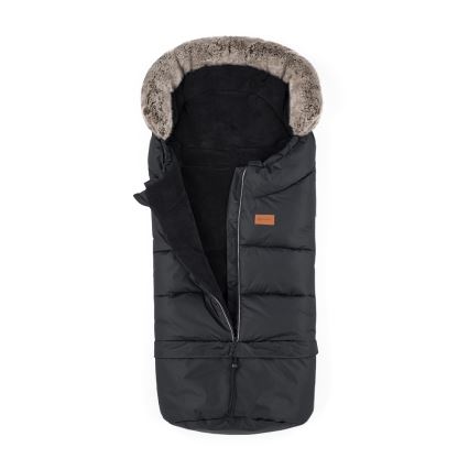 PETITE&MARS - SADA Detský fusak 4v1 ARCTIC + rukávniky na kočík FURRY Forever Black