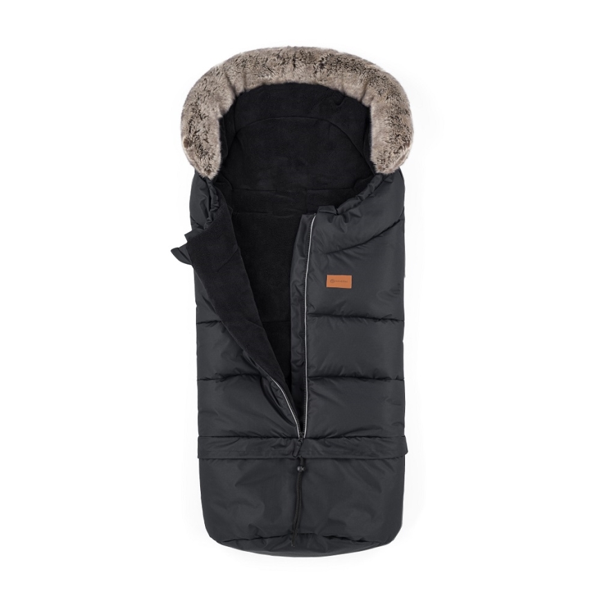 PETITE&MARS - SADA Detský fusak 4v1 ARCTIC + rukávniky na kočík FURRY Forever Black