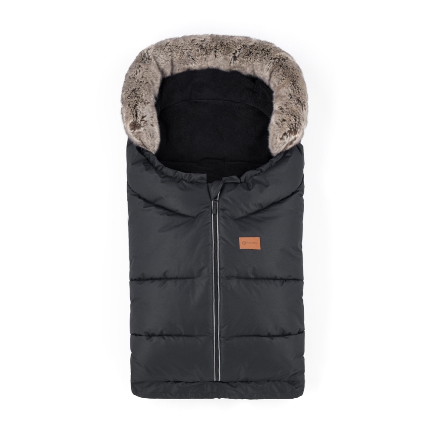 PETITE&MARS - SADA Detský fusak 4v1 ARCTIC + rukávniky na kočík FURRY Forever Black