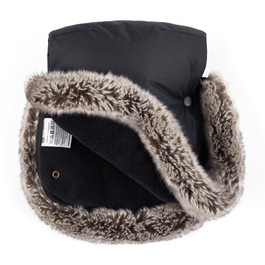PETITE&MARS - SADA Detský fusak 4v1 ARCTIC + rukávniky na kočík FURRY Forever Black