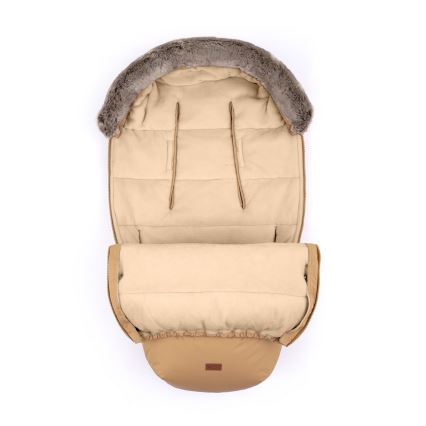 PETITE&MARS - SADA Detský fusak 4v1 COMFY + rukávniky na kočík FURRY Elegant Caramel