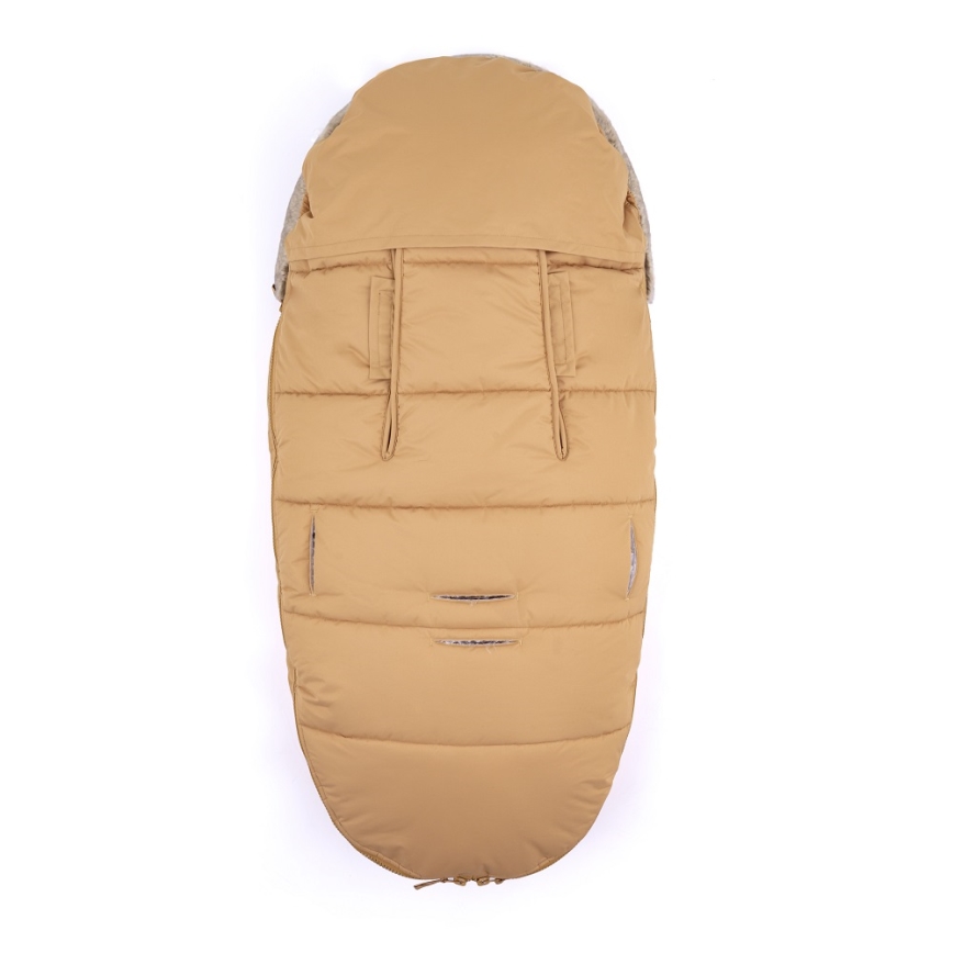 PETITE&MARS - SADA Detský fusak 4v1 COMFY + rukávniky na kočík FURRY Elegant Caramel